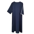thumbnail image 6 of IWRICH Men's Embroidery Moroccan Thobe Men Mogadishu Djellaba Robe Jubba Prayer Kaftan Arabic Abaya 01-Navy M, 6 of 8