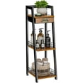 thumbnail image 3 of X-COSRACK 3-Tier Narrow Bathroom Storage Cabinet with Drawer, Freestanding Slim Ladder Shelf Organizer for Small Spaces, Rustic Brown, 3 of 9