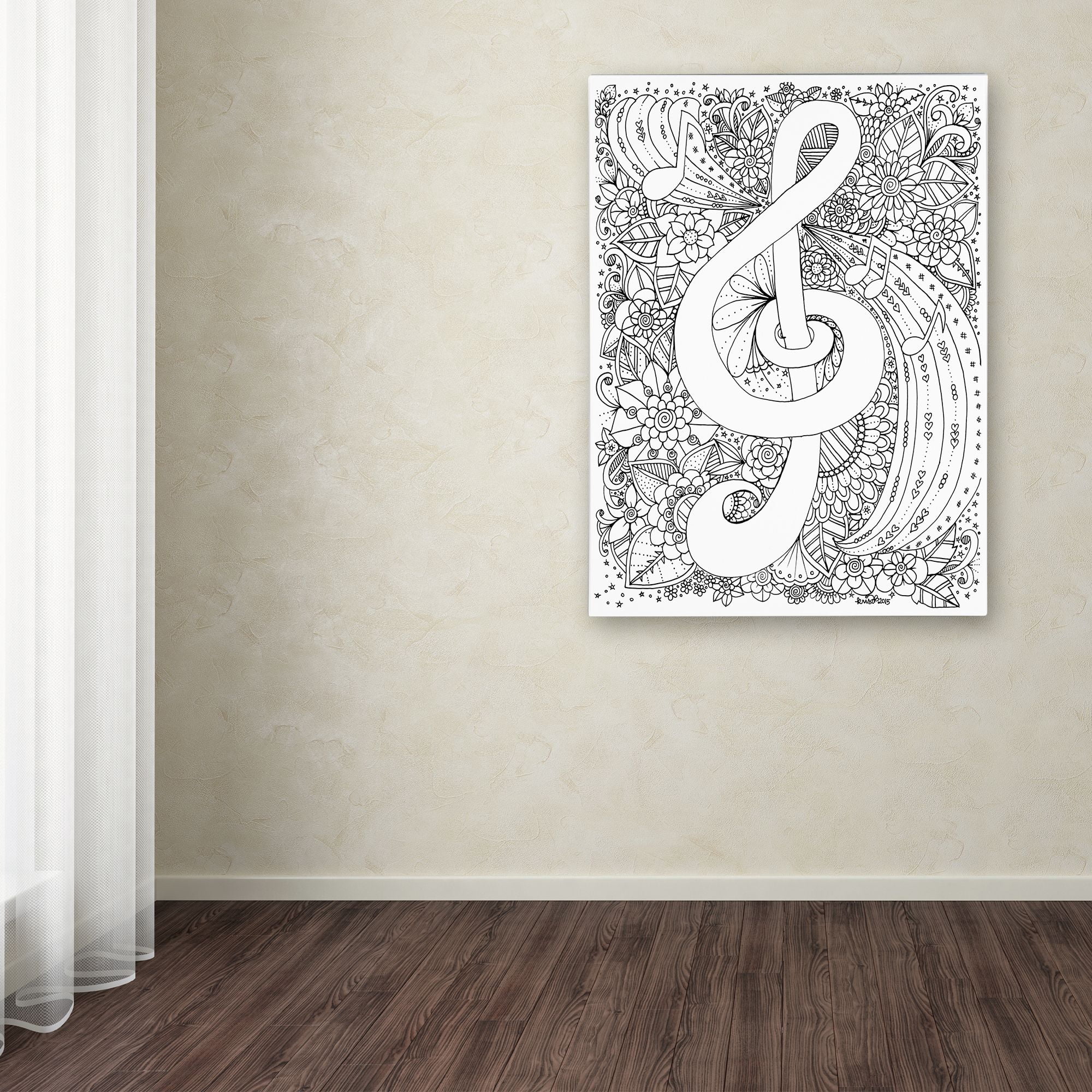 KCDoodleArt 'J-Clef Doodle' Canvas Wall Art 35 x 47 Inches