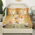 thumbnail image 2 of Little Cat Fitted Sheet Orange Sequin Fluid Art Bed Sheets Twin,Crystal Diamond Sheets Cute Pet Animal Bedding Set,Kawaii Kitten Room Decor（No Top Sheet）, 2 of 5