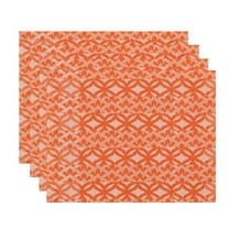 Simply Daisy, 18 x 14 Inch, Greeko Simple, Geometric Print Placemat (Set of 4), Orange