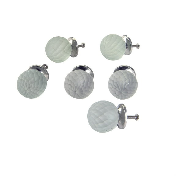 Frsted Glss Faceted Ball Knob/Ivory Set of 6