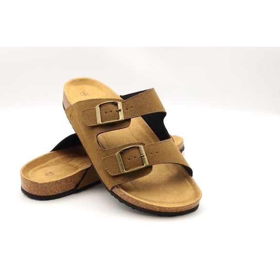 Unisex Cork Footbed Slide Sandal, Arch Support Summer Outdoor Sandals with Adjustable Buckle for Women and Men