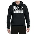 thumbnail image 2 of Jesus Matters Christian Love God Church | Mens Inspirational/Christian Hooded Sweatshirt Graphic Hoodie, Black, Small, 2 of 3