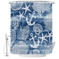 thumbnail image 2 of Navy Blue Coastal Shower Curtains for Bathroom, Nautical Anchor Summer Beach Starfish Waterproof Fabric Shower Curtain, Decorative Bathroom Curtain for Bathtub, 36"x72" , No Hooks Included, 2 of 9