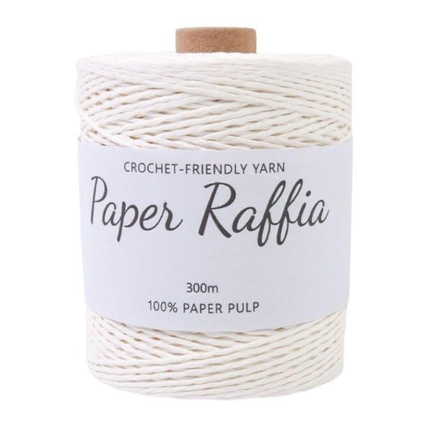 Hilo de rafia de algodón de 328 yardas, hilo de rafia ligero y redondo para tejer bolsos a crochet. Blanco