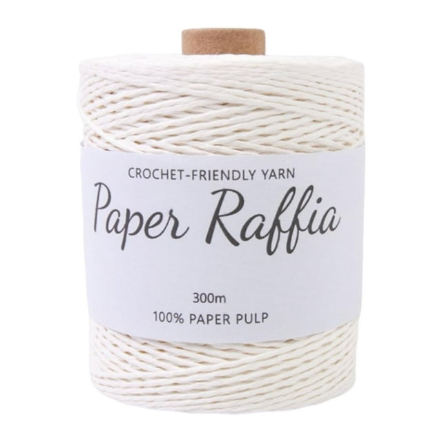 HILABEE Fil de Papier Raphia 1,5 mm d'Épaisseur pour Sacs de Crochet Panier Emboîtable Chapeau d'Été Blanc