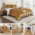 thumbnail image 6 of Quilts Queen Size Bedding Set, Christmas Elk Lightweight Quilted Comforter, Xmas Ball Botanical Brown Checked Polka Dot Soft Reversible Bedspread Coverlet with Pillow Covers for All Season, 90" x 96", 6 of 9