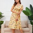 thumbnail image 5 of Lolmot Women's Boho V Neck Floral Print Ruffle High Wasited A-Line Short Sleeve Dress, 5 of 5