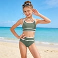 thumbnail image 2 of Bosanter Girls Swimsuit 2 Piece Tankini Bathing Suit Set Striped Solid Swimsuit Set Girl Summer Bathing Suit, AG 13-14Y, 2 of 6