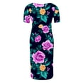 thumbnail image 4 of OGLCCG Women's Short Sleeve Maternity Dress Floral Printed Side Ruched Pregnancy Clothes for Baby Shower Casual Daily Wear Bodycon Dress, 4 of 6