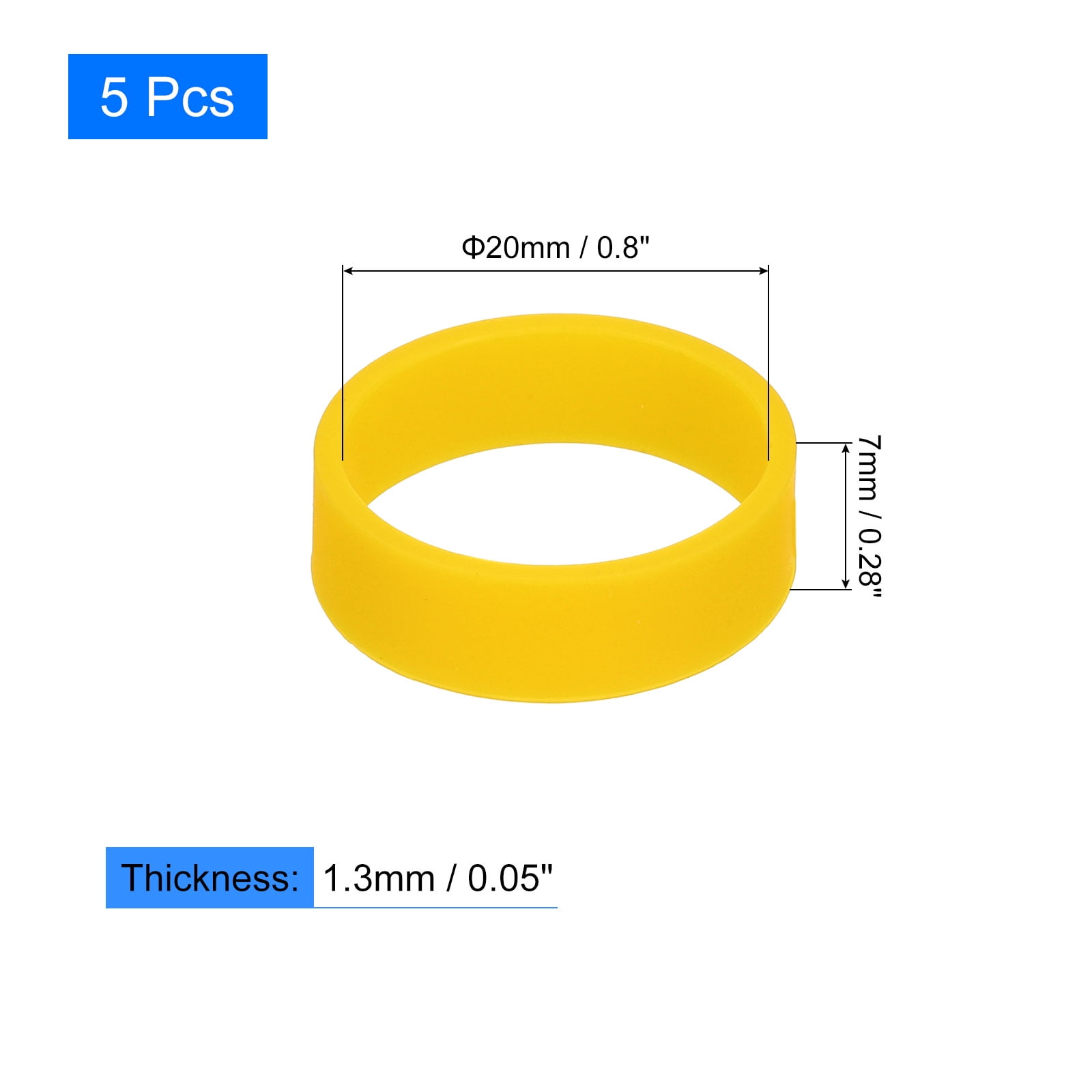 Uxcell Silicone Rubber Bands, 5 pack 20x7mm Silicone Elastic Bands