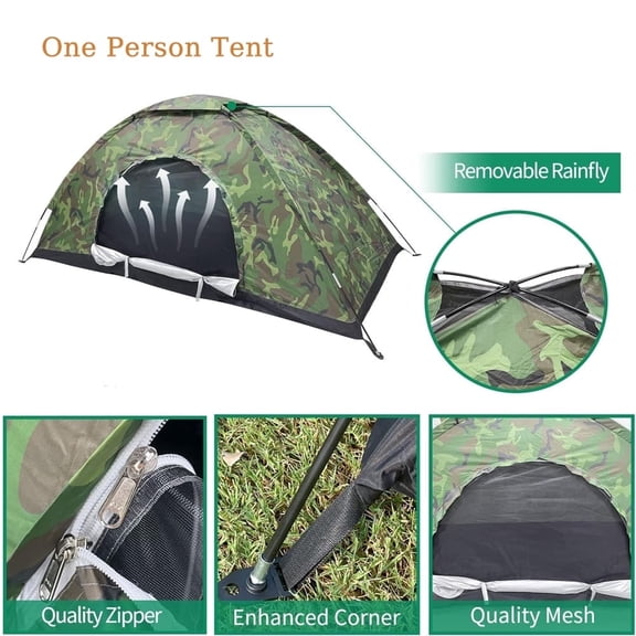 Camouflage Tent UV-anti Tent, Outdoor Camping Tent, Waterproof One Person Tent for Camping Hiking, Lightweight Backpacking Dome Tents, Camouflage Tent