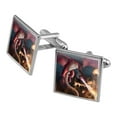thumbnail image 1 of Fire Breathing Red Dragon Castle Fantasy Square Cufflink Set - Silver or Gold, 1 of 6