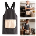 thumbnail image 2 of No-Tie Cross Back Chef Apron with 2 Removable Towel Pockets Cross-Back Kitchen Apron Comfortable Easy To Clean for Men & Women Cooking Baking Grilling BBQ (Black), 2 of 10