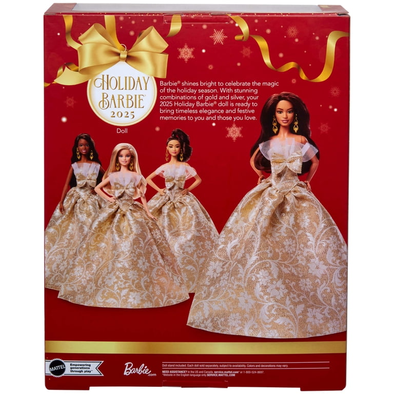Barbie Signature 2025 Holiday Doll, Dark Brown Hair with Silver