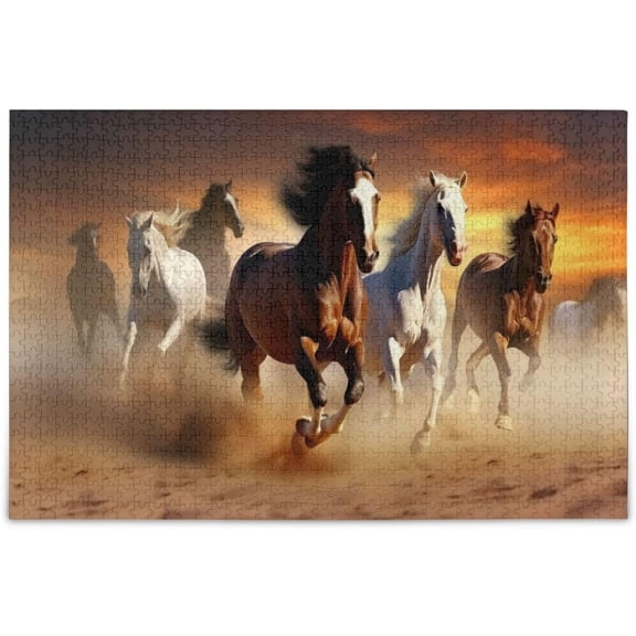 Running Horses 500 Piece Large Jigsaw Puzzle for Adults - Game Interesting Toys - Hand Made Puzzles Personalized Gift, 20.5"x14.9"