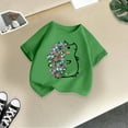 thumbnail image 5 of Teen Girl Shirts Trendy Cute Cartoon Print Crew Neck Short Sleeve T Shirt Top Fashion Holiday Shirts T-Shirts Infant Green,140, 5 of 5