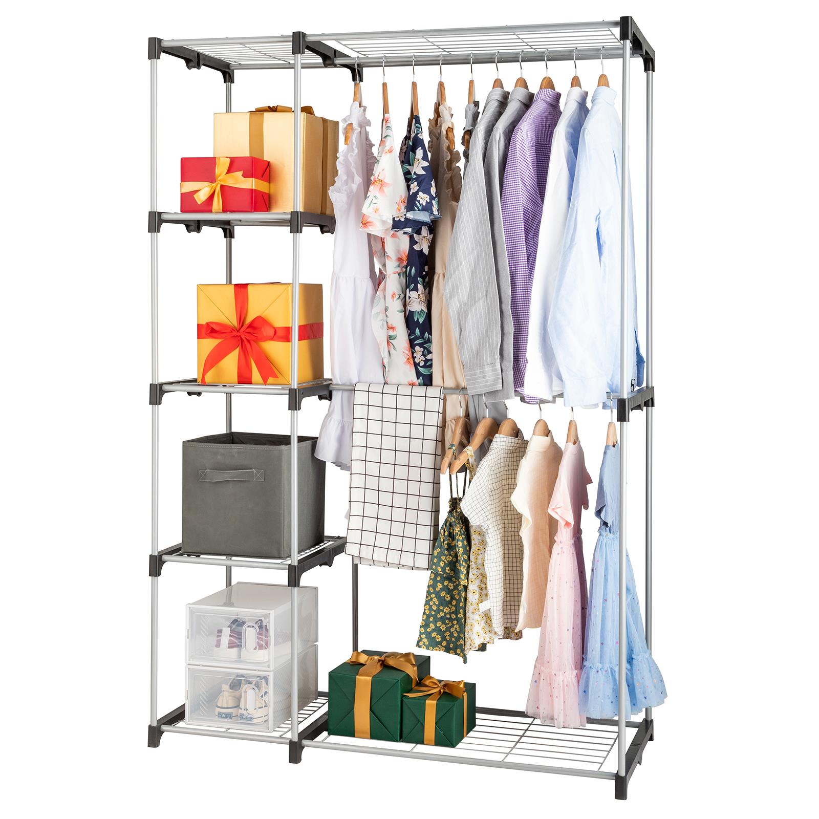 Zimtown Silver Portable Closet Organizer Storage Clothes Hanger Garment Shelf Rail Rack - image 4 of 13