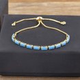thumbnail image 2 of Gold-Tone Cubic Zirconia Rectangle Micro Pave Smooth Slider Bracelet Blue T120, 2 of 6