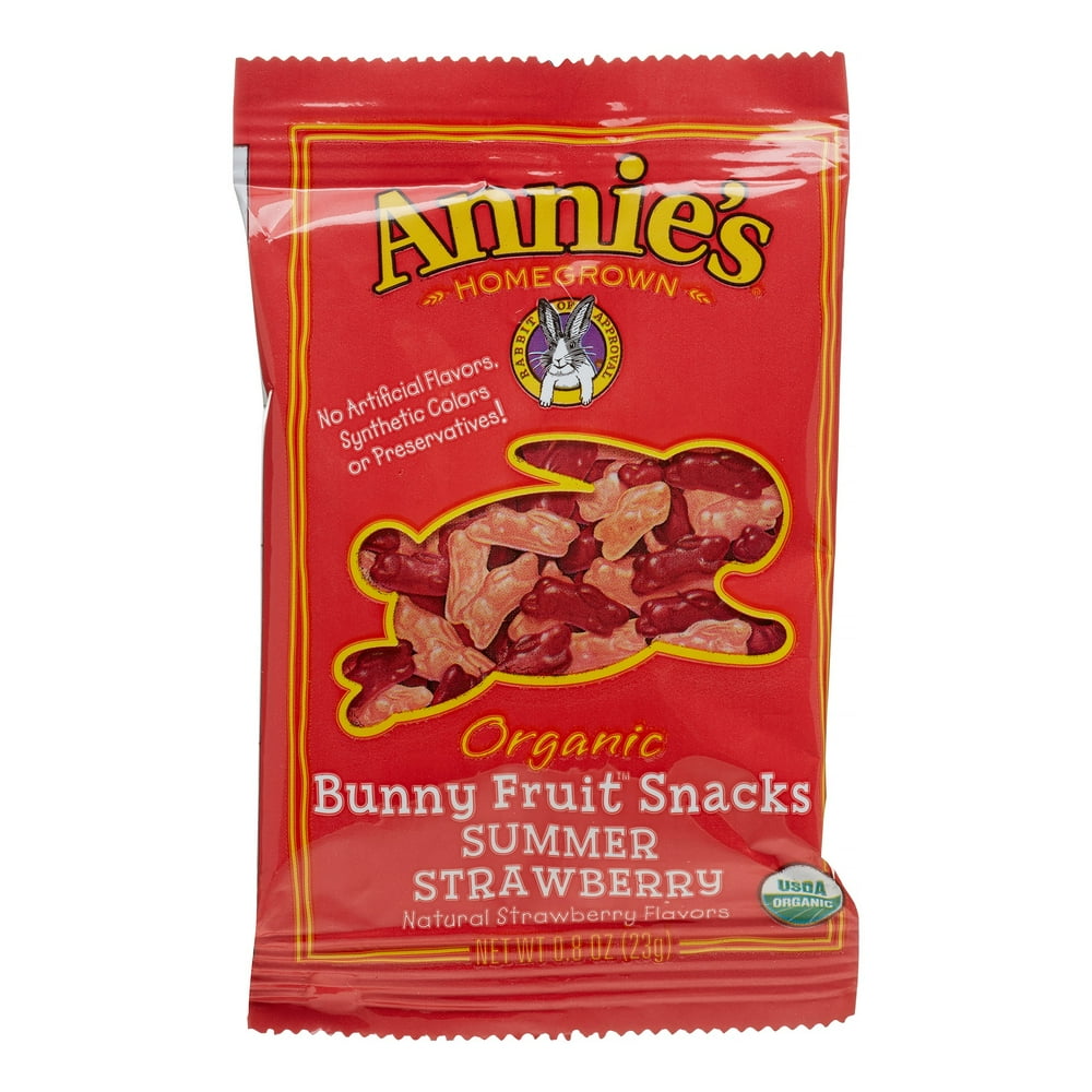 Annie's Homegrown Organic Bunny Fruit Snacks, Summer Strawberry, 0.8 Oz