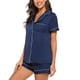 thumbnail image 2 of Conjunto De Pijama Para Mujer, Con Botones, Ligero, Agradable A La Piel, Cuello De Muesca, Transpirable, Bolsillo En El Pecho, Manga Corta, Ropa De Dormir Para El Hogar, ANGGREK  No, 2 of 6