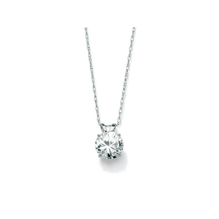 - 1.25 TCW Round Cubic Zirconia Solitaire Pendant Necklace in 10k White Gold 18