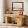 thumbnail image 3 of Fimind Thickened Solid Wood Bench, 47" Rustic Farmhouse Entryway Bench with Artistic Legs, Heavy-Duty Dining Seat for Kitchen, Living Room, Hallway, Bedroom, Natural, 3 of 7