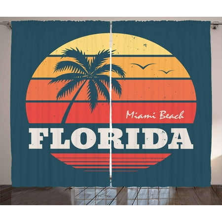 Florida Curtains 2 Panels Set Abstract Circular Design Of Miami