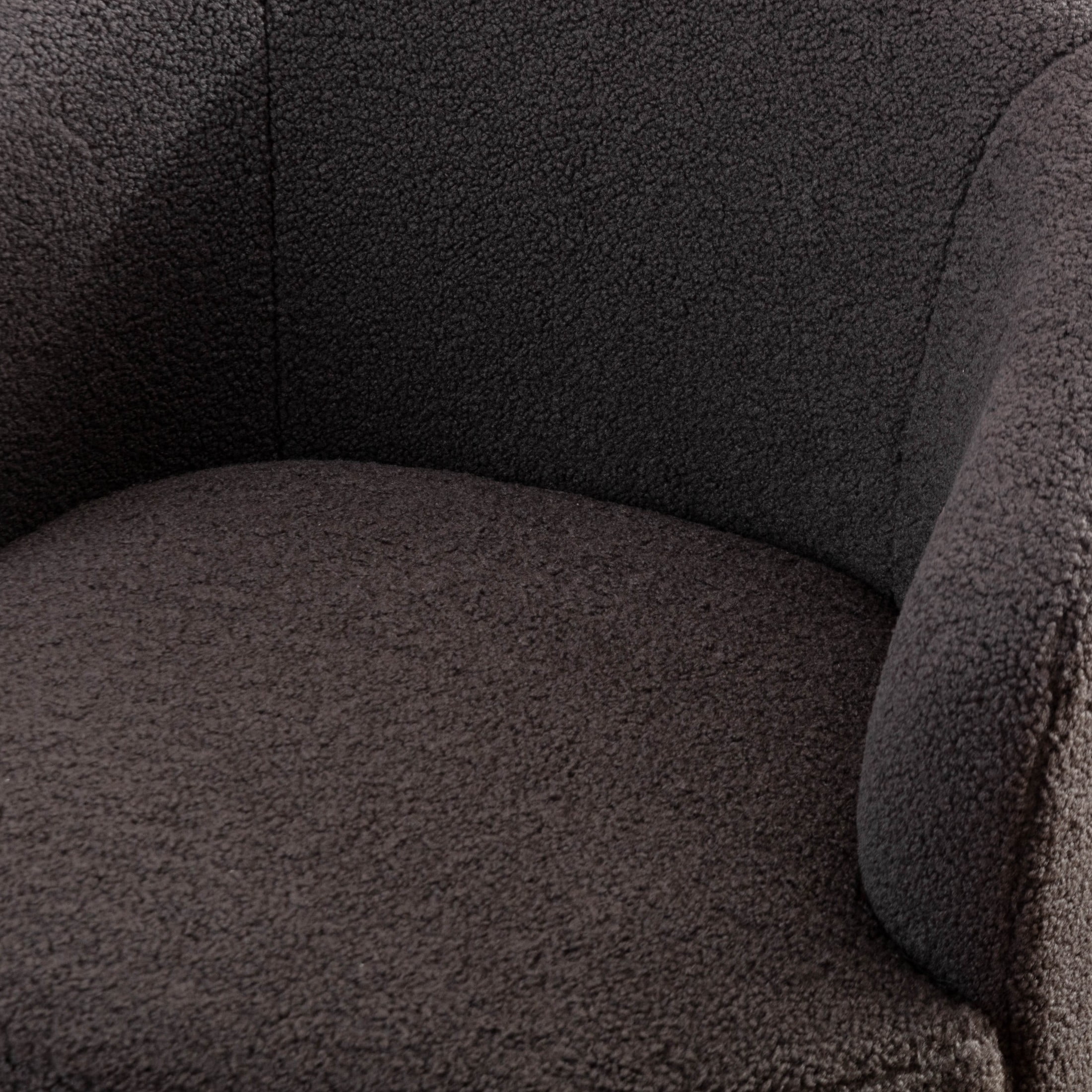 Noble House Arissa 26" Teddy Ergonomic Barrel Armchair, Swivel Reading Chair with Metal Base for Living Room, Dark Gray