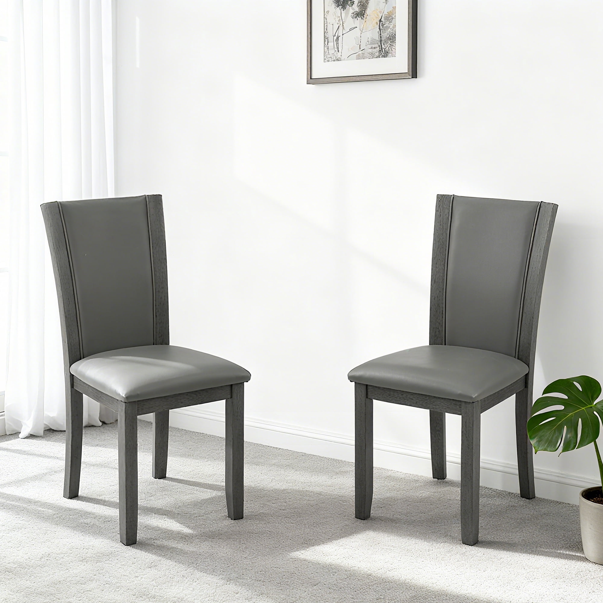 Jopath Set of 4 Wooden Dining Chairs, Kitchen Chair with Padded Seat, Upholstered Side Chair for Dining Room Living Room Kitchen Grey