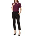 thumbnail image 2 of INSPIRE CHIC Women's Summer Tops Solid Color Bow Tie Neck Short Sleeves Wear-to-Work Blouses Deep Fuchsia M, 2 of 5