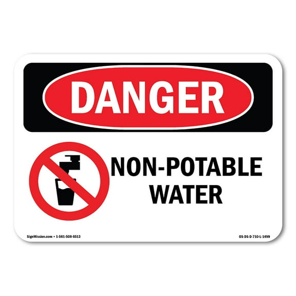 OSHA Danger Sign - Non-Potable Water | Plastic Sign | Protect Your Business, Construction Site, Warehouse & Shop Area |  Made in The USA
