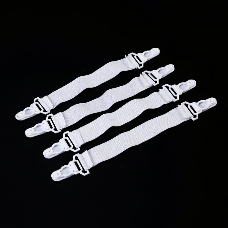 4pcs Garter Style Elastic Bed Sheet Grippers Garter Fastener Straps with  Rubber