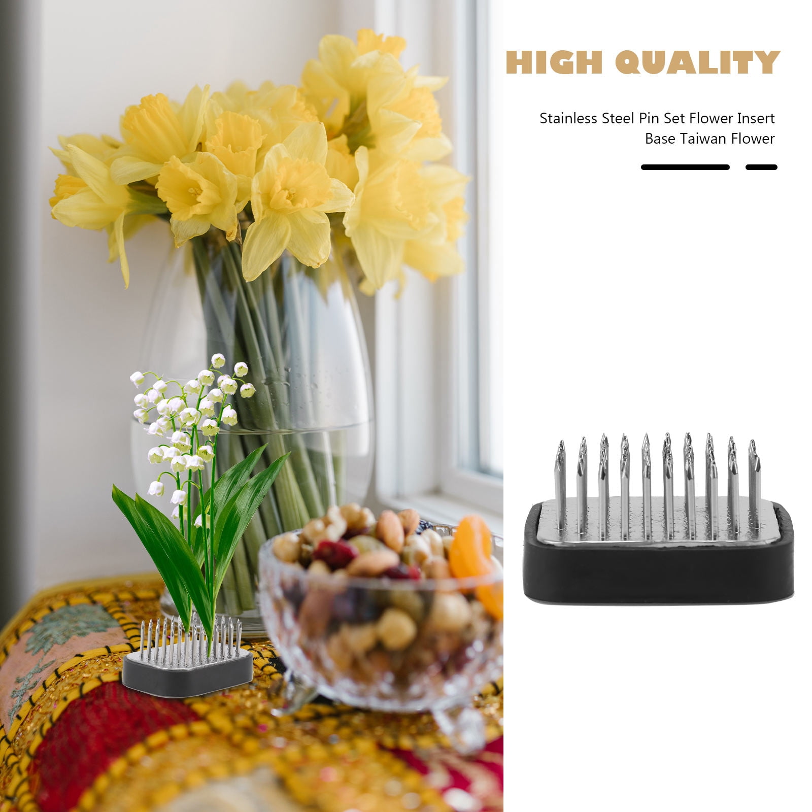 WORGEOUS 2 pcs  Flower Arrangement Needle Base Creative Flower Fixing Holder for Home