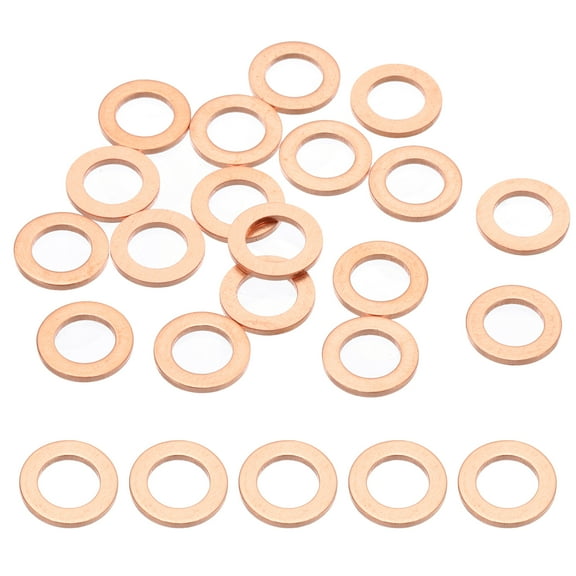 18PCS M6 Copper Washers, M6x10x1mm Copper Crush Washer Metric Flat Washers Sealing Washers Assortment Kit Oil Drain Plug Gasket Ring for Automotive Battery Vehicles Screws Bolt