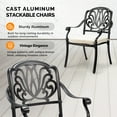 thumbnail image 2 of Ktaxon 2Pcs Patio Chairs, Stackable Cast Aluminum Dining Chair Floral Pattern, Weather Resistant Metal Bistro Seating for Poolside, Backyard, Balcony (Black, With Cushion), 2 of 8