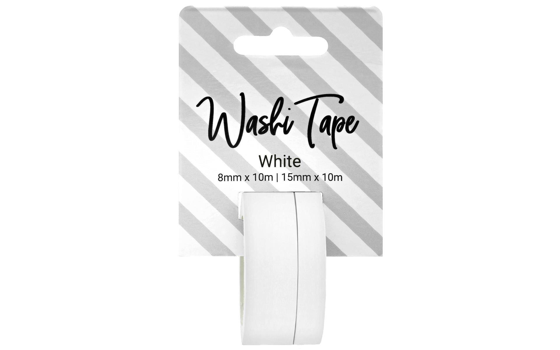 Washi Tape 8 & 15mm x 10m Solid White