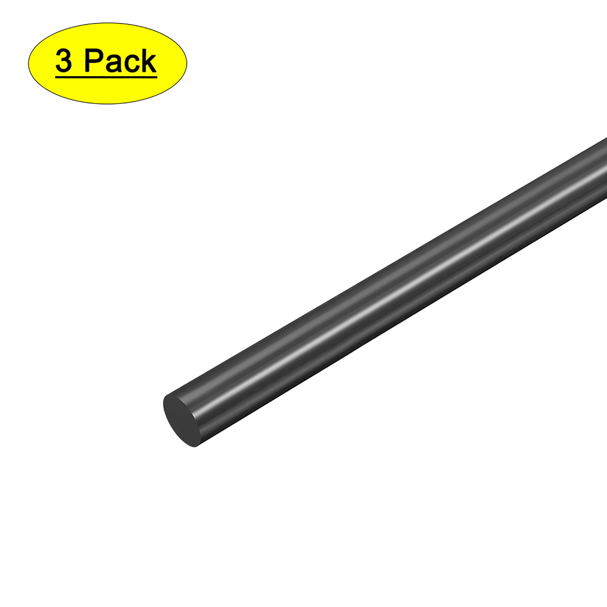 3pcs Plastic Round Rod 3/16" Dia 20" Length Black (POM