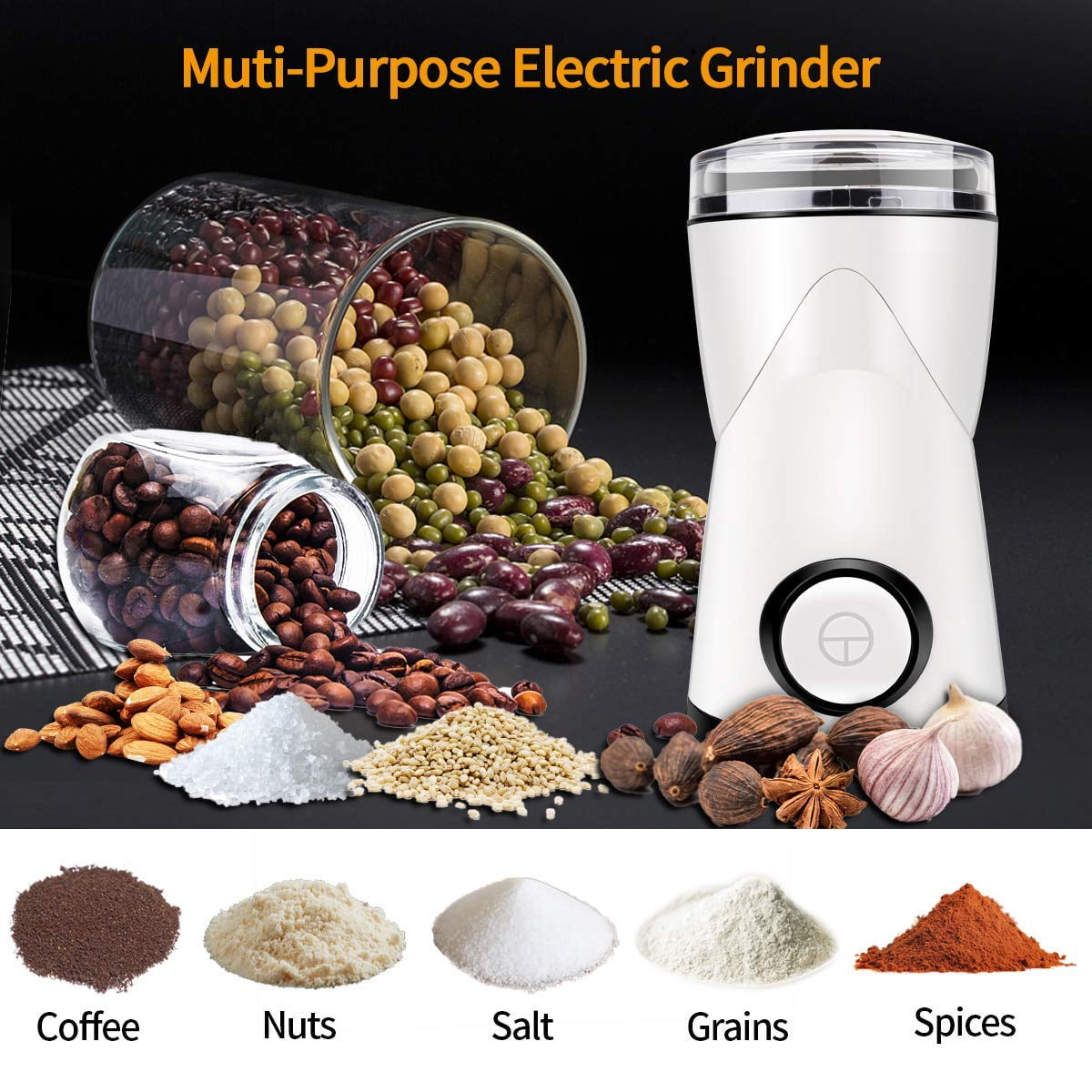 Coffee Grinder Keenstone Electric Coffee Bean Grinder Mill Grinder With Noiseless Motor One Touch Design Home And Office Portable Use Also For Spices Pepper Herbs Nuts Lifetime Warranty Walmart Com Walmart Com