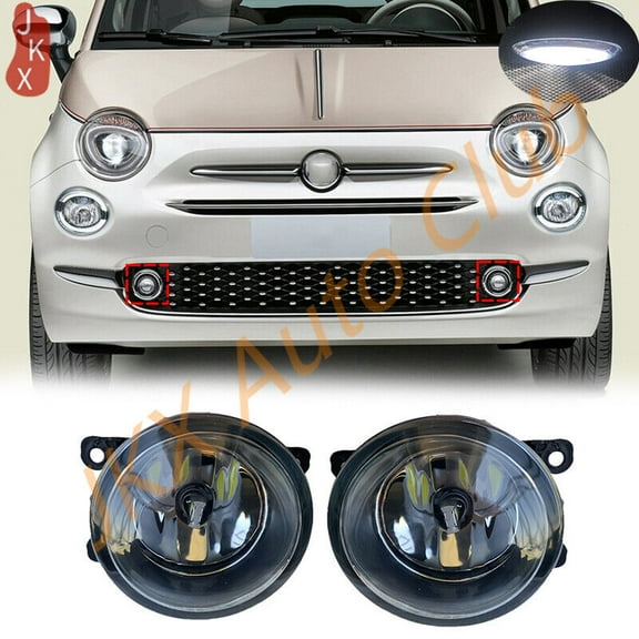 Fit For 2012-2018 Fiat 500 Left&Right u Pair LED Bumper Fog Lights Driving Lamps