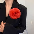 thumbnail image 3 of SmartBy Formal Occasion Corsage French Style Big Camellia Mesh Fabric Bride Groom Wedding Brooch Prom Party Banquet Dress Suit Coat Brooch Clothes DIY Applique Patch, 3 of 7