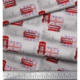 thumbnail image 2 of Soimoi Gray Silk Fabric London Theme Architectural Printed Fabric 1 Yard 42 Inch Wide, 2 of 3