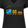 thumbnail image 4 of Inktastic Colorful Toy Train Women's Plus Size V-Neck T-Shirt, 4 of 5