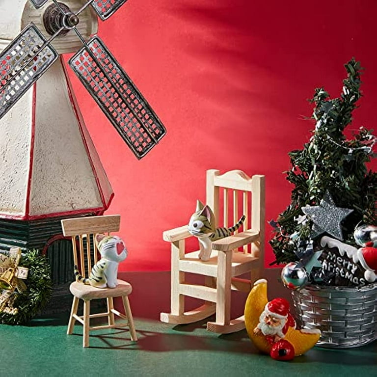 4pcs 1 12 Mini Rocking Chair Dollhouse Wooden Chairs Scale