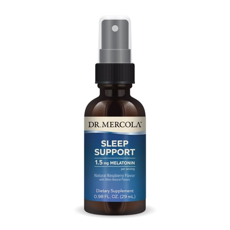 Dr. Mercola Sleep Support with Melatonin Spray, 1.5 mg Melatonin Per Serving, 35 Servings, Dietary Supplement, Supports Healthy Sleep and Mental Focus, Non-GMO
