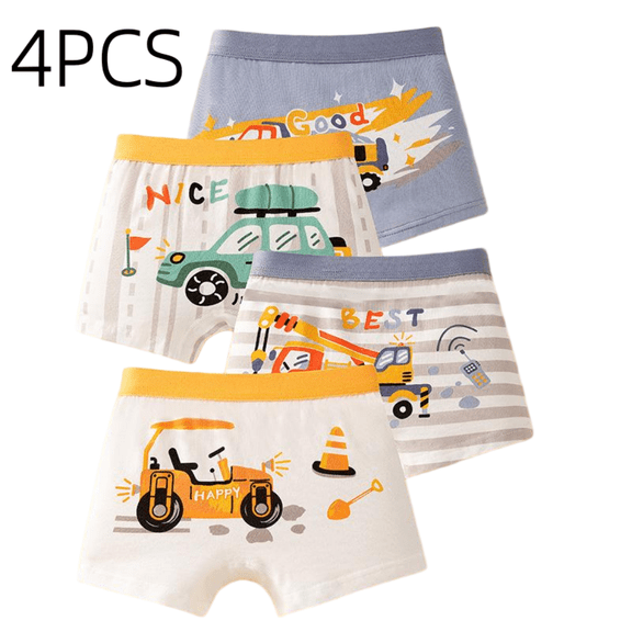 LYMAYTER Kids Comfort Cotton Briefs Breathable Elastic Waistband Daily Underwear 4PCS