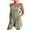 Army Green, variant on Summer Linen Jumpsuits For Women's Elastic Waist Wide Leg Short Rompers Beach Vacation Travel One-Piece Athletic Outfit Sets Solid Color Crew Neck Sleeveless Outwear Playsuits With Pockets