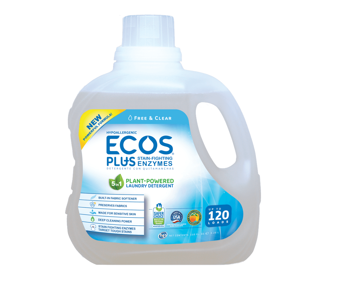 ECOS Plus Liquid Laundry Detergent with Stain-Fighting Enzymes, Free \u0026 Clear, 120 Loads, 110oz - Walmart.com - Walmart.com