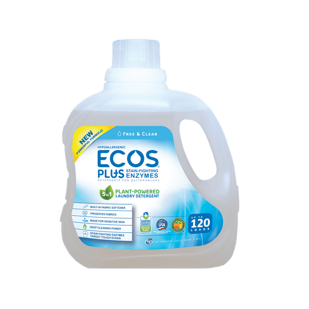 ECOS Plus Liquid Laundry Detergent with Stain-Fighting Enzymes, Free